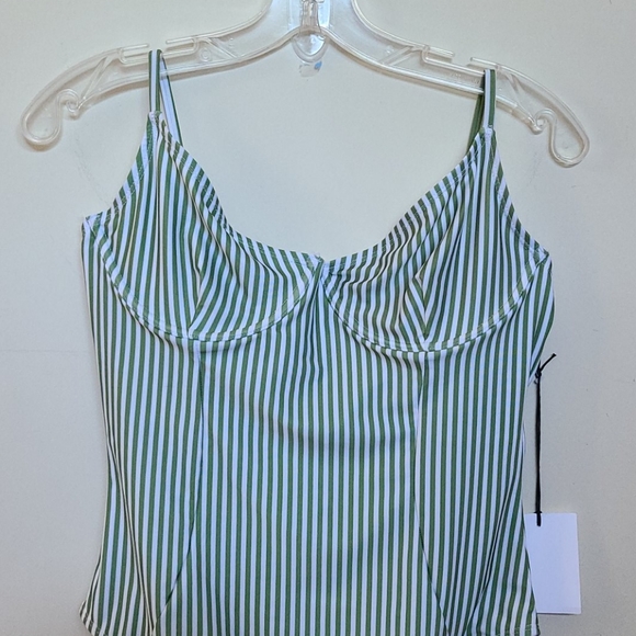 Onia Green Striped Isabella High Leg Bathingsuit - Picture 2 of 9